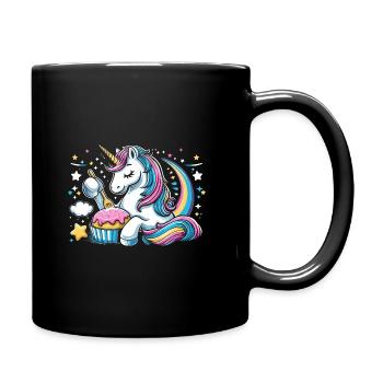 Unicorn Cupcake Heart Baker Baking Bake Cupcakes - Full Colour Mug - black - Right