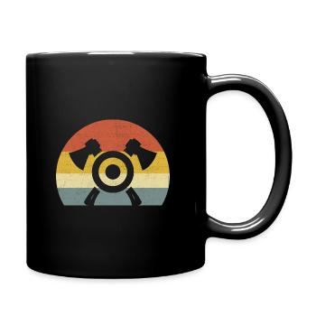 Retro Sunset Axe Throwing Target Hatchet Thrower - Full Colour Mug - black - Right