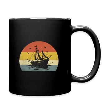 Retro Boating Paddle Boat - Full Colour Mug - black - Right