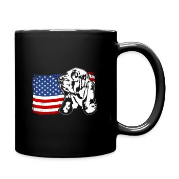 Basset Hound US Amerika Fahne Hunde Wilsigns - Tasse einfarbig - Schwarz - Rechts