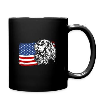 Deutsch Langhaar US Amerika Fahne Hunde Wilsigns - Tasse einfarbig - Schwarz - Rechts