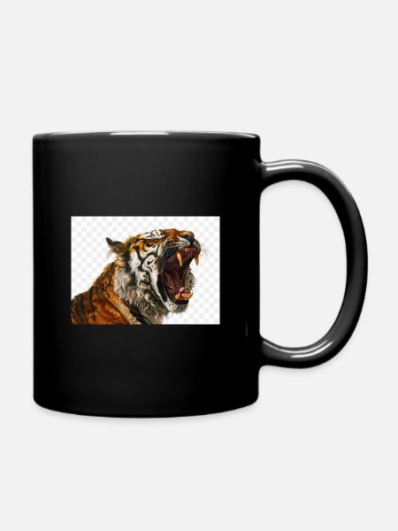 Tigerbrüllen Kunstdruck - Tasse einfarbig - Schwarz