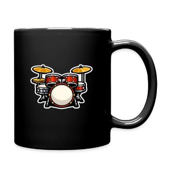 Cartoon Schlagzeug Drumset - Tasse einfarbig - Schwarz - Rechts