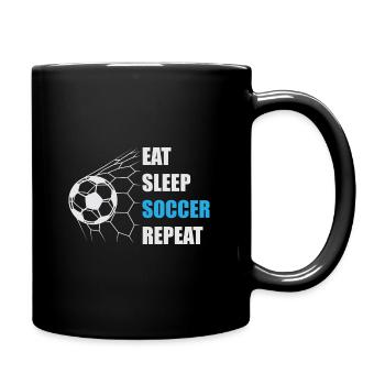 Eat sleep soccer repeat - Tasse einfarbig - Schwarz - Rechts