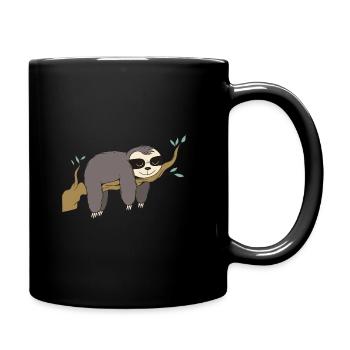 Sloth is lazy on the tree Funny picture - Full Colour Mug - black - Right