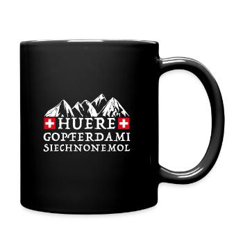 Schweizer Dialekt, lustige Sprüche, Schweiz Fondue - Tasse einfarbig - Schwarz - Rechts