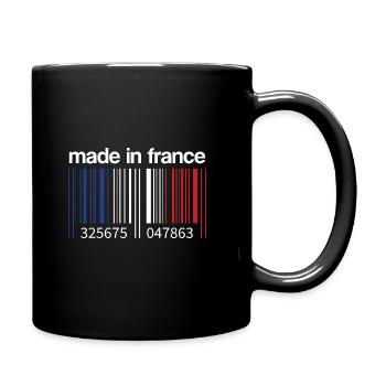 Frankreich Flagge Barcode Made in France Paris - Tasse einfarbig - Schwarz - Rechts