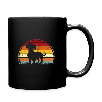 Retro Grafik Dackel Hundebesitzer Hundeliebhaber Wiener - Tasse einfarbig - Schwarz - Rechts