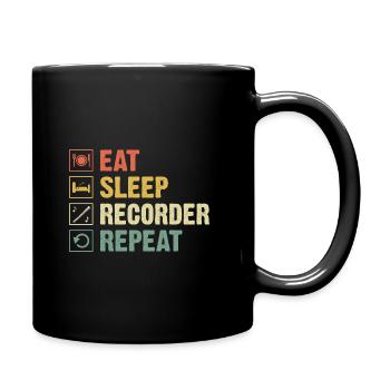 Eat Sleep Recorder Repeat Instrument Musician - Full Colour Mug - black - Right