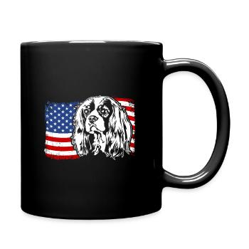 Cavalier King Charles Spaniel Drapeau de l’Amérique des États-Unis - Mug uni - noir - Droite