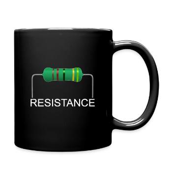 Widerstand, 33 Ohm, Resistance, Elektrotechnik - Tasse einfarbig - Schwarz - Rechts