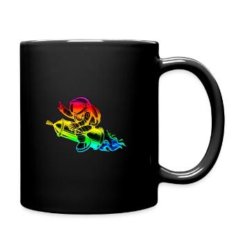 Graffiti astronaut with spray can rocket - Full Colour Mug - black - Right