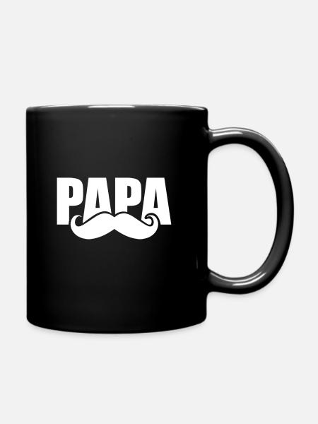 Papa Schnurrbart - Tasse einfarbig - Schwarz