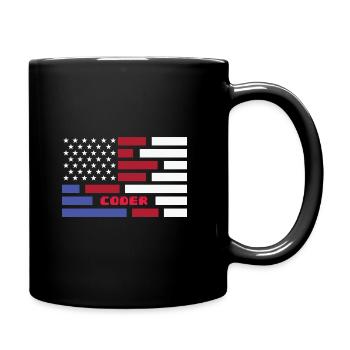 American Flag Coder Coding Computer Nerd - Tasse einfarbig - Schwarz - Rechts