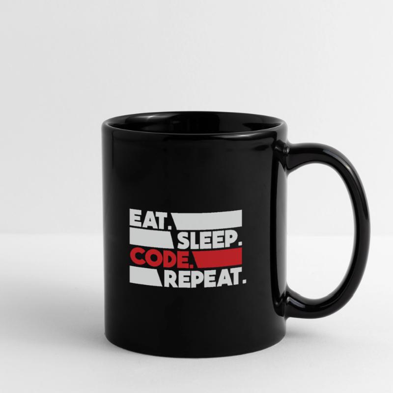 Eat Sleep Code Repeat Programmer Devloper Tasse einfarbig