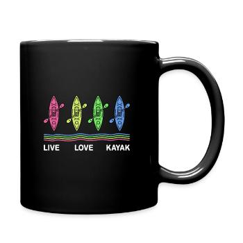 Live Love Kayak Kayaking Rowing Rower Canoe Rower - Tasse einfarbig - Schwarz - Rechts