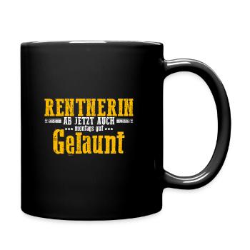 Rentnerin Ab Jetzt Auch Montags Gut Gelaunt! Omi O - Tasse einfarbig - Schwarz - Rechts