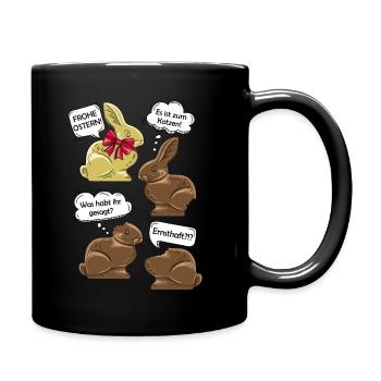 Lustige Osterhasen Ostern Illustration Cartoon - Tasse einfarbig - Schwarz - Rechts