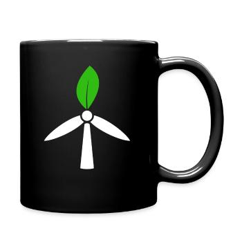 Wind power, environment, nuclear energy no thanks - Full Colour Mug - black - Right