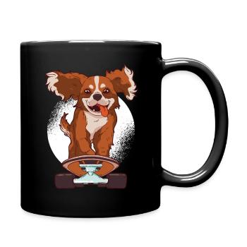 Dog Skateboard Cavalier King Charles Spaniel - Full Colour Mug - black - Right