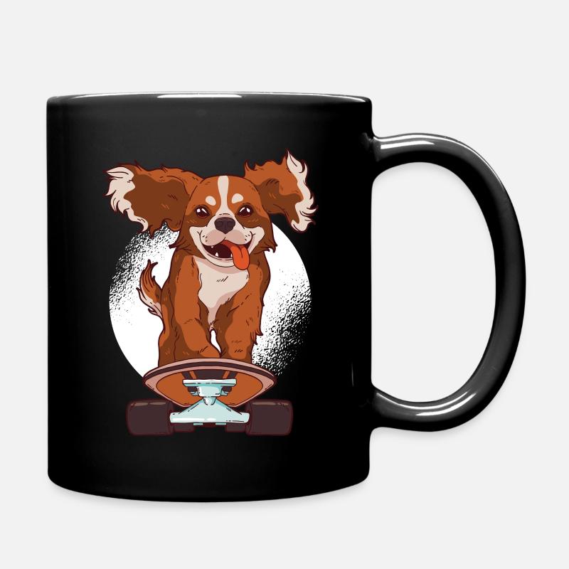 Hund Skateboard Cavalier King Charles Spaniel - Tasse einfarbig - Schwarz