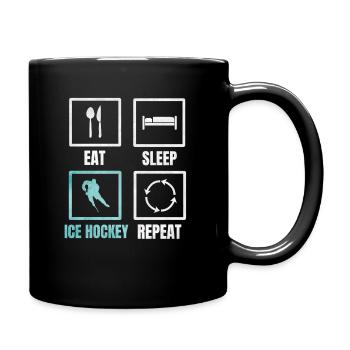 Eishockey Sucht Geschenk - Tasse einfarbig - Schwarz - Rechts