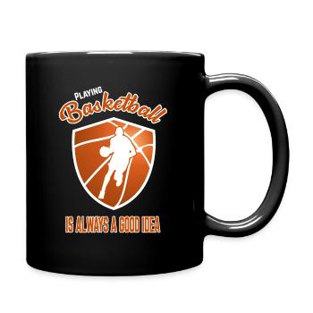 Basketball Streetball Korb Mannschaft Geschenk - Tasse einfarbig - Schwarz - Rechts