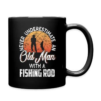 alter Mann Angel Rente Angler Fisch lustig Spruch - Tasse einfarbig - Schwarz - Rechts