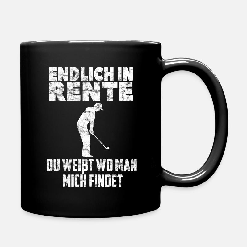 Endlich in Rente - Golf Golfer lustige Sprüche alt - Tasse einfarbig - Schwarz