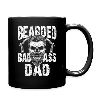 Bärtiger Papa Vollbart Totenkopf Barber Haare Bart - Tasse einfarbig - Schwarz - Rechts