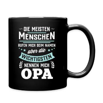 Die wichtigsten Menschen nennen mich Opa - Tasse einfarbig - Schwarz - Rechts