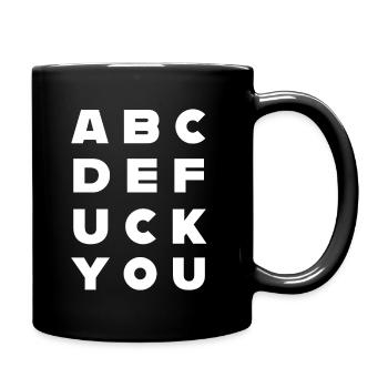 ABCDEFUCKYOU fuck you eye test irony optician - Full Colour Mug - black - Right
