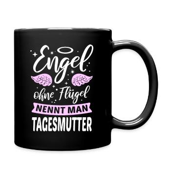 Angels without wings are called childminders - Full Colour Mug - black - Right