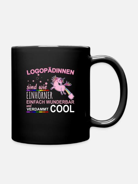 Logopädin Einhorn Lustiges Geschenk - Tasse einfarbig - Schwarz