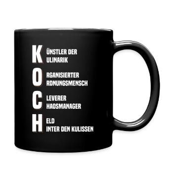 Koch - Eigenschaften des Wortes Koch - Tasse einfarbig - Schwarz - Rechts