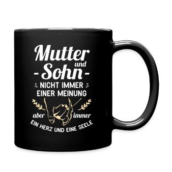Mutter und Sohn - Ein Herz und eine Seele - Tasse einfarbig - Schwarz - Rechts