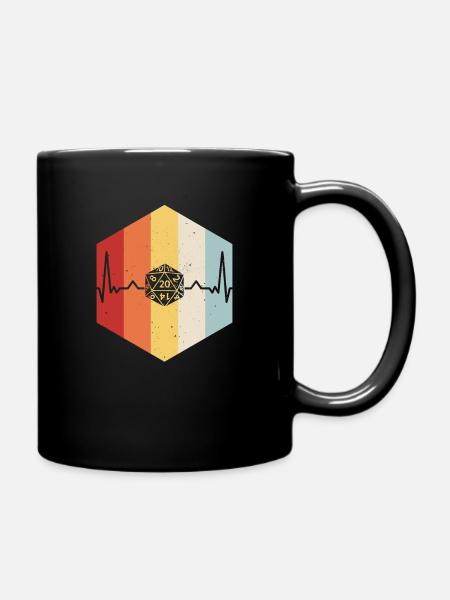 D20 Retro-Herzschlag - Tasse einfarbig - Schwarz