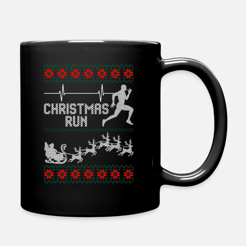 Christmas run running runner ugly - Full Colour Mug - black