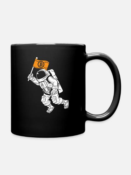Bitcoin Atronaut Bitcoin to the Moon Bitcoin - Full Colour Mug - black
