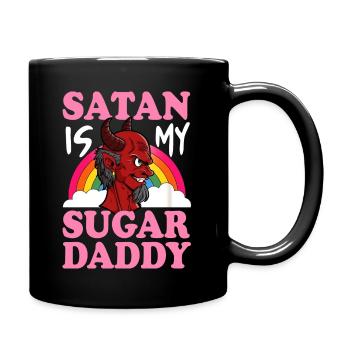 Satan Is My Sugar Daddy Funny Atheist Satanist - Full Colour Mug - black - Right
