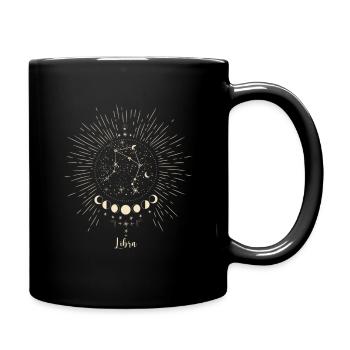 Sun, Moon, Stars, Zodiac Sign, Libra, Libra - Full Colour Mug - black - Right