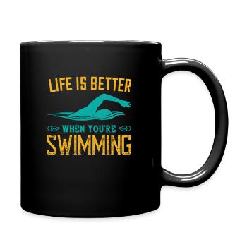 Nager La vie est meilleure quand tu nages - Mug uni - noir - Droite