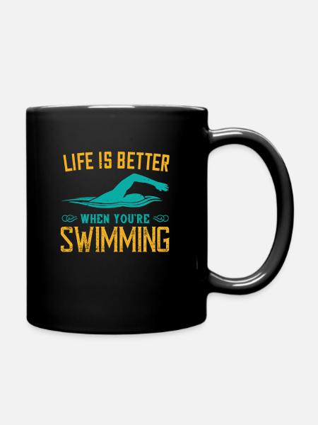 Nager La vie est meilleure quand tu nages - Mug uni - noir