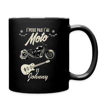 Moto et johnny Motard fan de music rock - Mug uni - noir - Droite