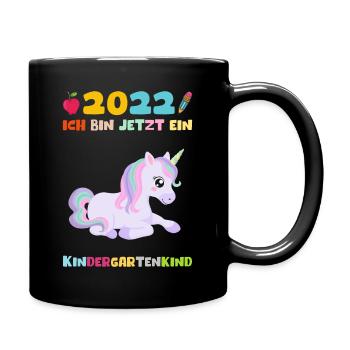 2022 Ich Bin Jetzt Ein Kindergartenkind Einhorn - Tasse einfarbig - Schwarz - Rechts