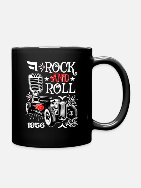 Rockabilly Hot Rod Vintage 50s Rockers Cars - Full Colour Mug - black