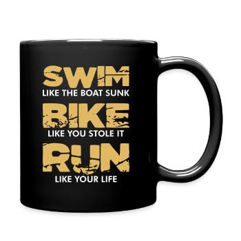 Triathlon - Triathlet - Tasse einfarbig - Schwarz - Rechts