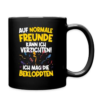 Bekloppte Freunde sind besser als Normale Spaß - Tasse einfarbig - Schwarz - Rechts