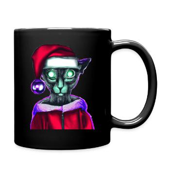 Christmas Cyber Cat - Tasse einfarbig - Schwarz - Rechts