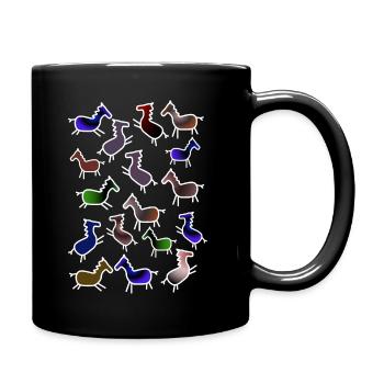 bunte Pferde - Tasse einfarbig - Schwarz - Rechts